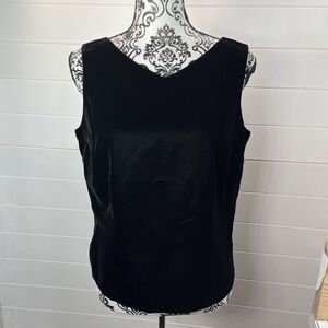 Talbots Vintage Black Velvet Shell Button Back Top 10 Victorian Goth Regency